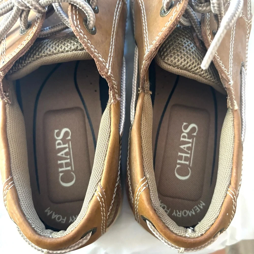 Chaps Classic Boat Shoes Camel Tan SZ 8.5 M Worn 1X